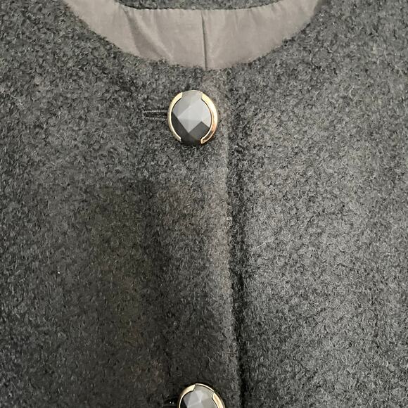 Patty Kim Black Wool Blend Tweed 3/4 Bell Sleeve Button Front Jacket Size Large - Picture 8 of 12